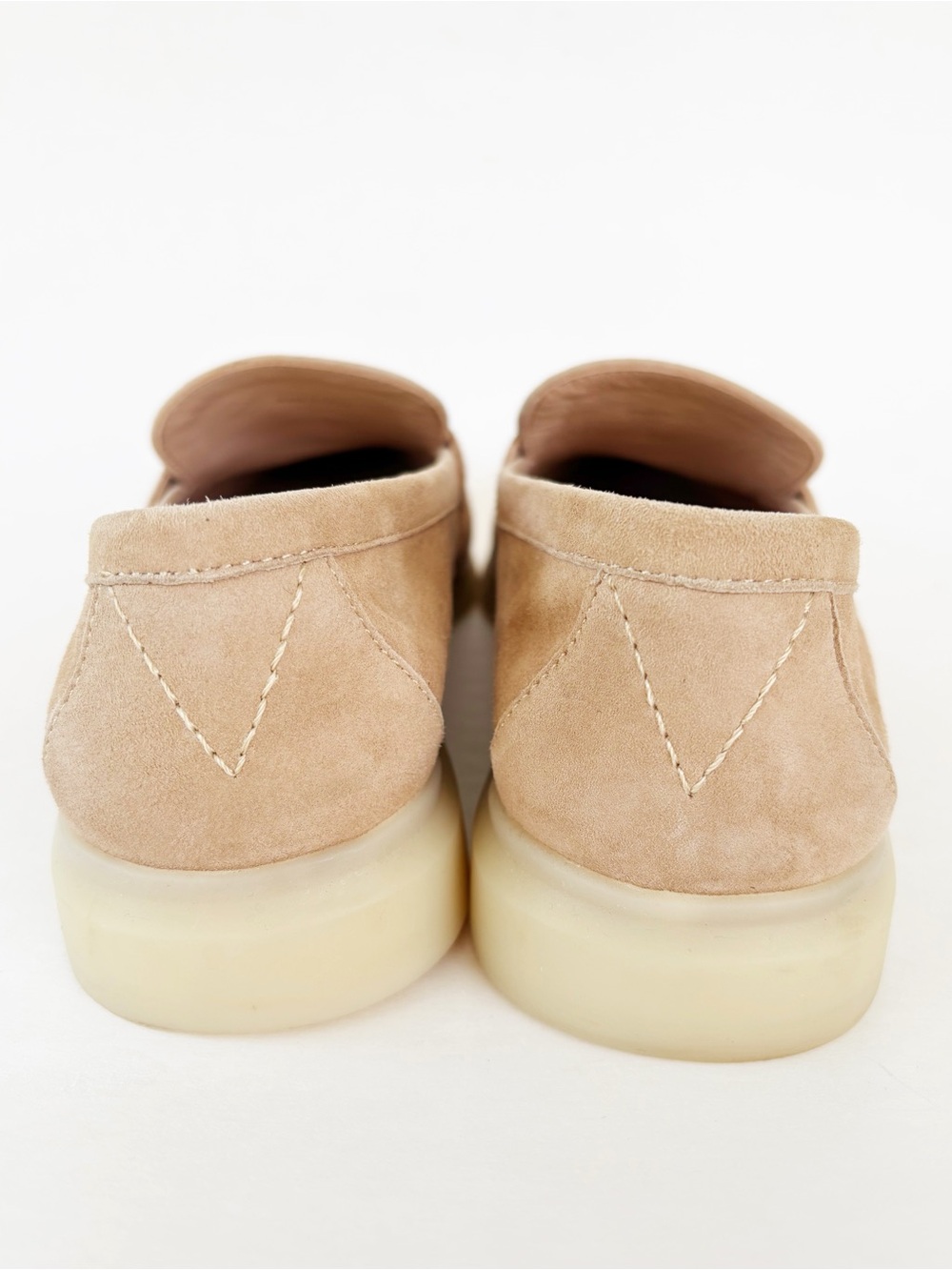 Veronica Beard Ailey Suede Loafers Beige Camel Gold V Hardware Size 6.5 - Picture 11 of 15